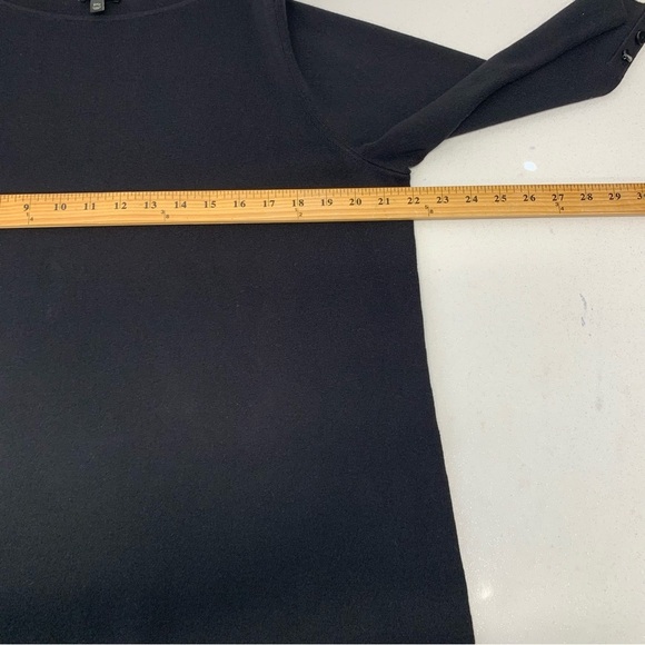 Talbots Rib Knit Top 2X Black Scallop Hem Cotton Modal Stretch Boat Neck - Picture 10 of 11